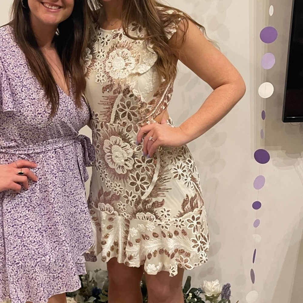 Hello Molly Making Moonlight Dress - Sequin Floral Mini Dress - Picture 6 of 8